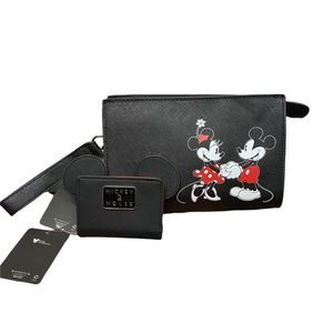 Matching Mickey and Minnie Clutch and Wallet Bundle Set Disney Bioworld
